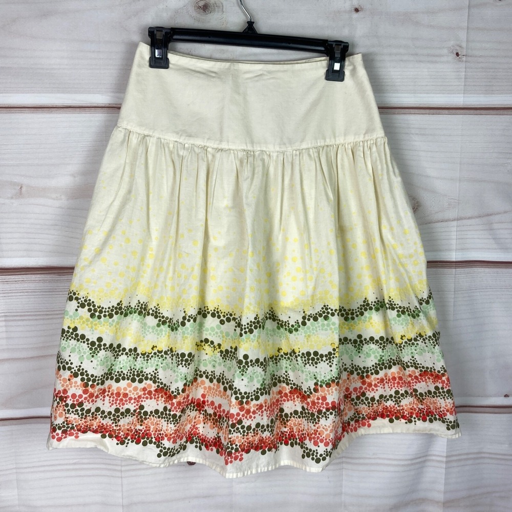 J. Jill Skirt Womens 4 A-Line Circle Print Lightweight Knee Length 100% Cotton